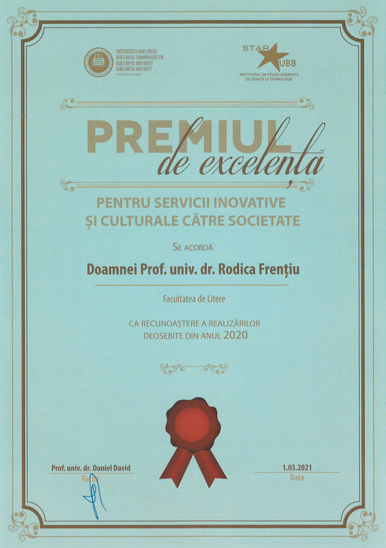 Premiile de Excelență ale Universității Babeș-Bolyai 2020