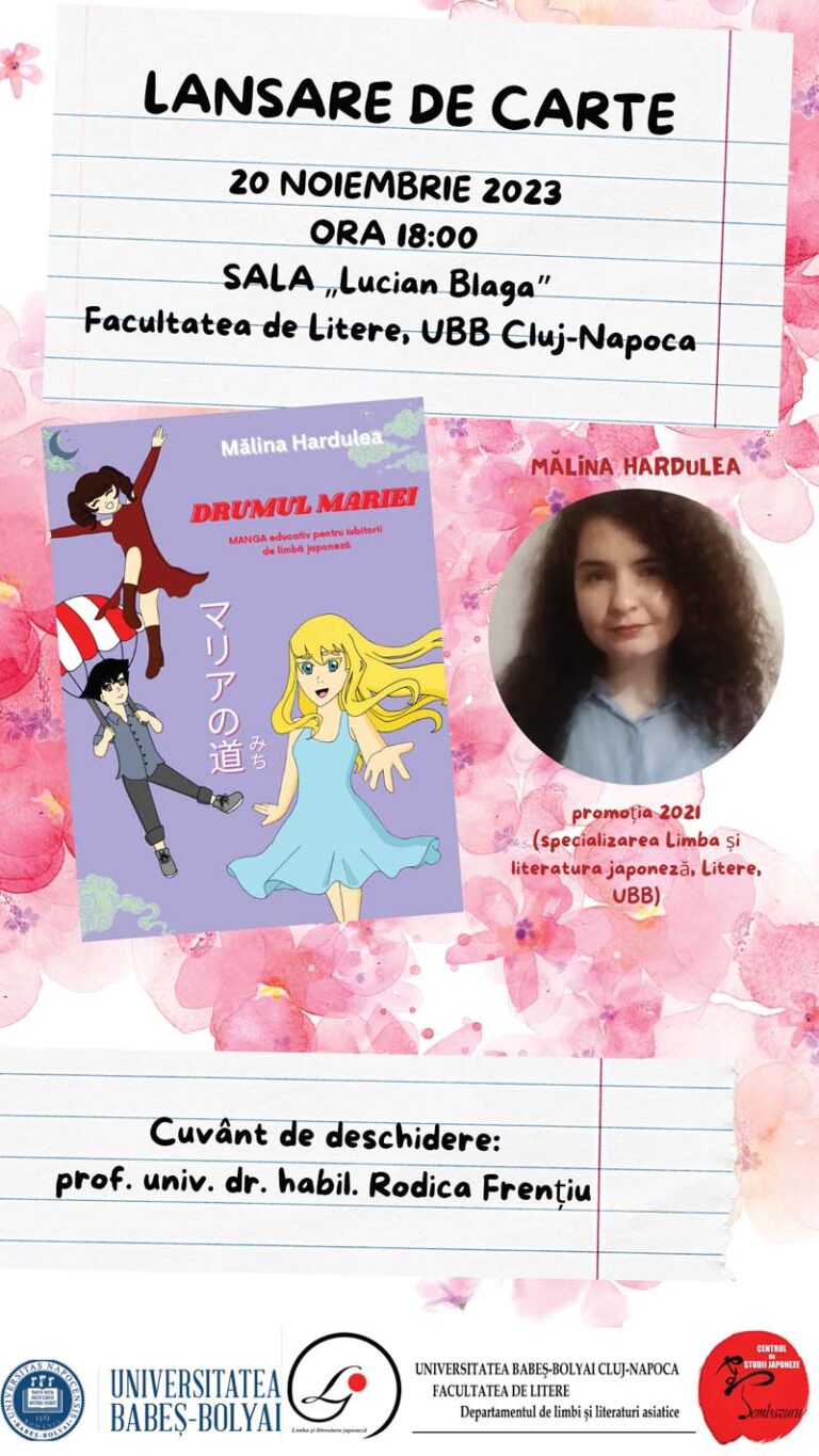 Lansare de carte: Mălina Hardulea, Drumul Mariei. Manga educativ pentru iubitorii de limba japoneză (Iași: Editura Stef, 2023)